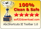 AbcShortcuts IE Toolbar 1.0 Clean & Safe award